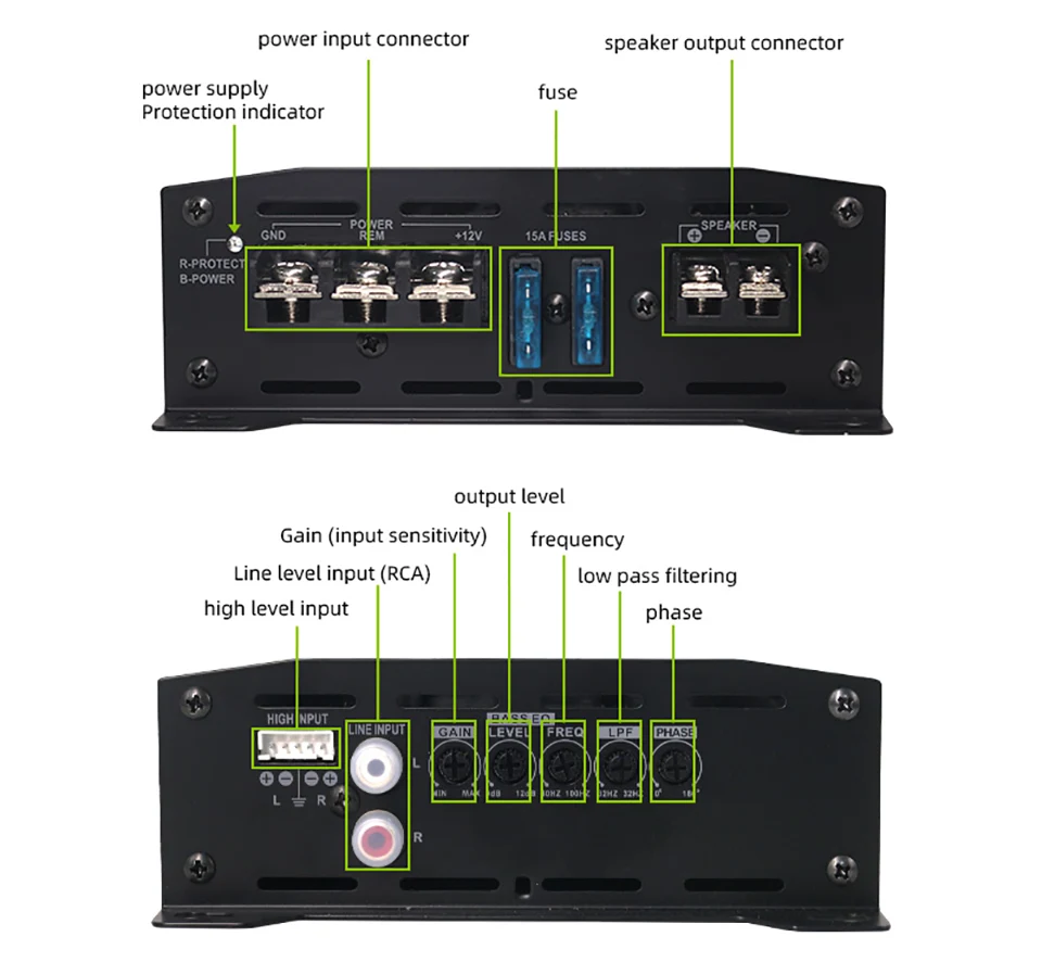 High Power Mono Car Amplifier Class D Subwoofer Bass Boost