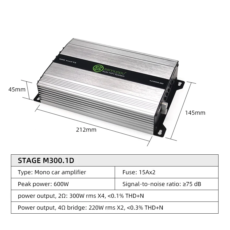 High Power Mono Car Amplifier Class D Subwoofer Bass Boost